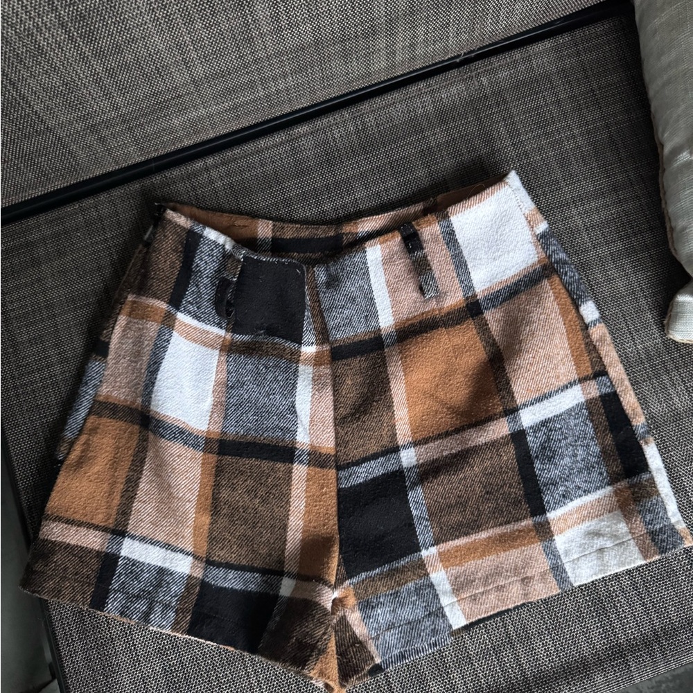 SHEIN Brown and Black Plaid Bermudas